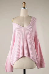 Brynn Pink V Neck Sweater