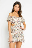Maya Ivory Floral Off the Shoulder Mini Dress