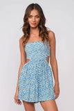 Molly Blue Floral Smocked Cutout Romper