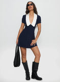 Fabiola Collared Mini Dress Navy
