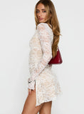 Airabella Long Sleeve Lace Mini Dress White