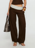 Past Life Fold Over Waistband Pant Brown / Stripe