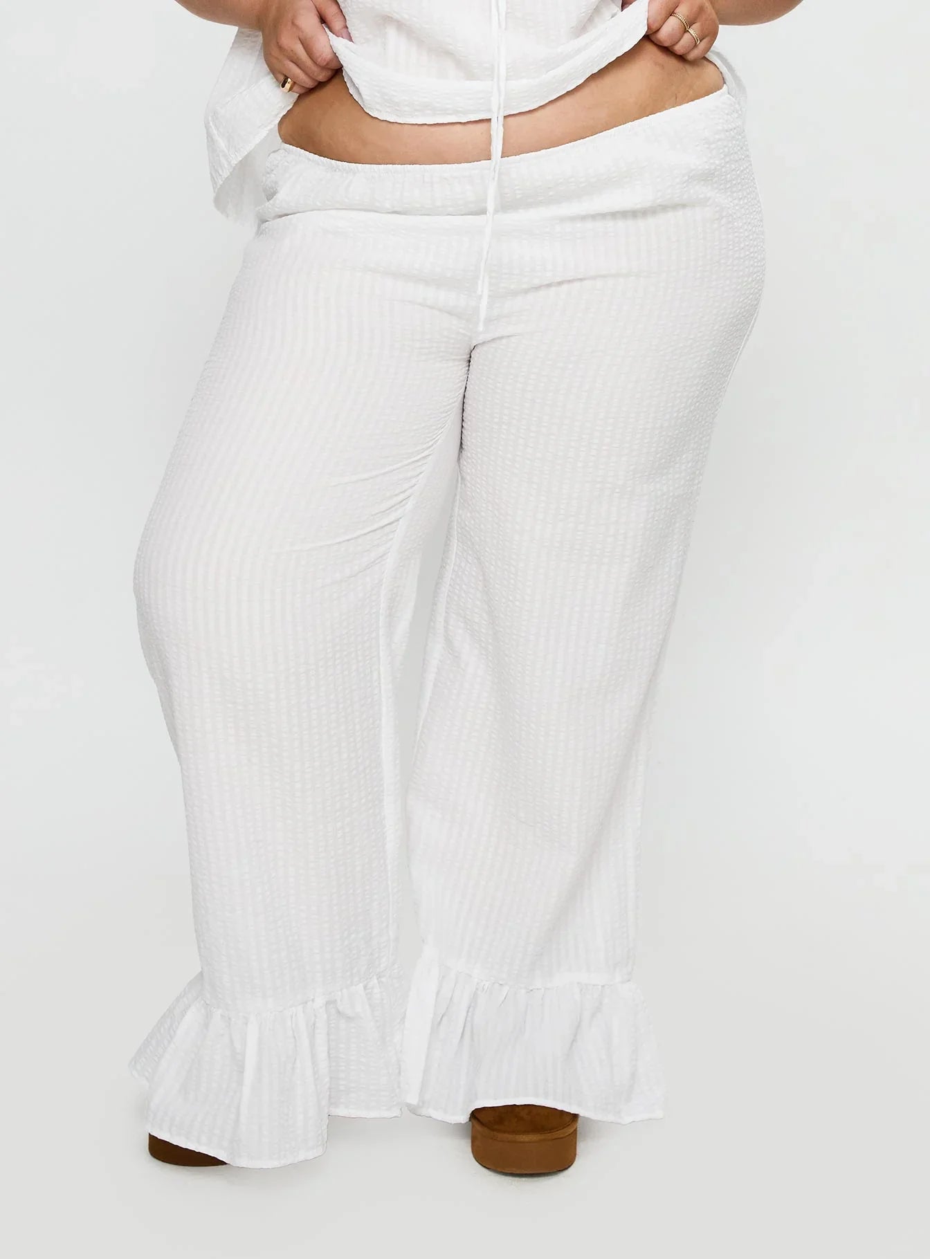 Santabelle Frill Pants White Curve