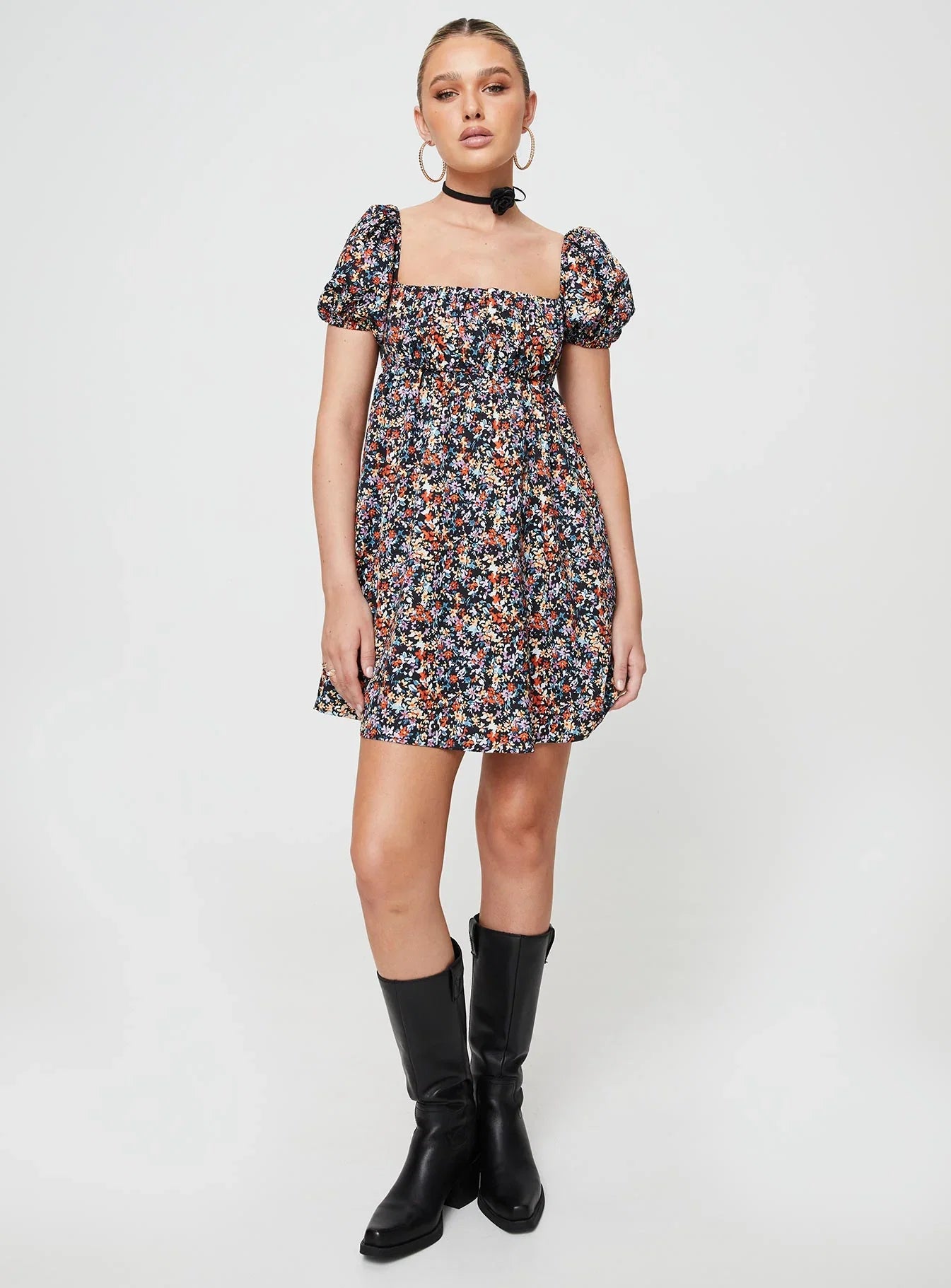 Lets Dance Mini Dress Black Floral