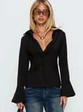 Serita Twist Detail Long Sleeve Shirt Black