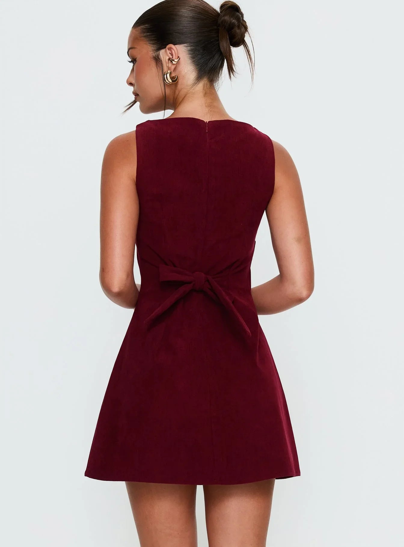 Alfalfa Corduroy Mini Dress Cherry