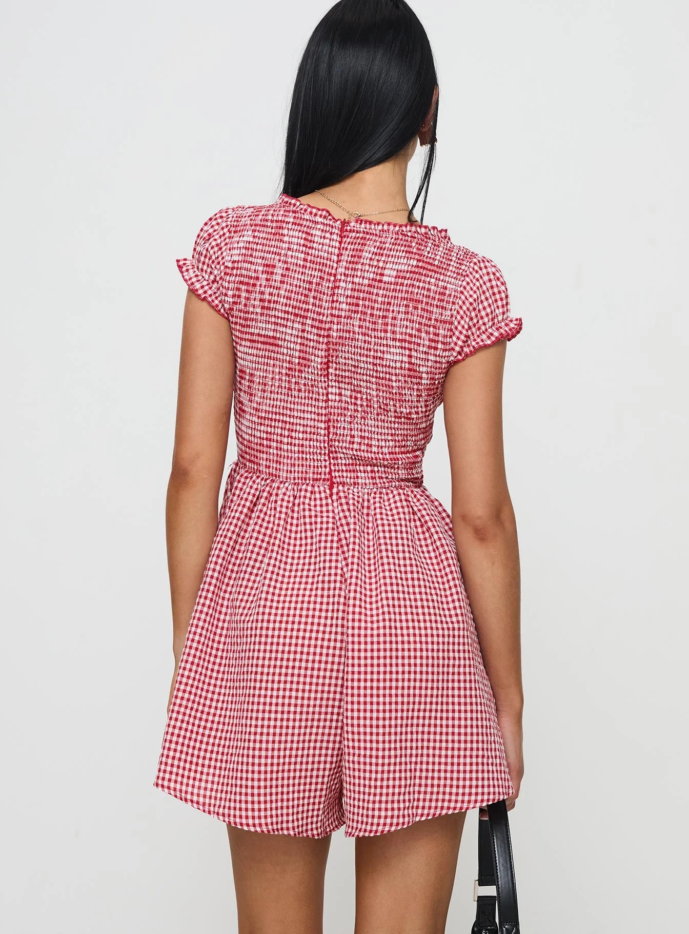 Wescott Gingham Playsuit Red White