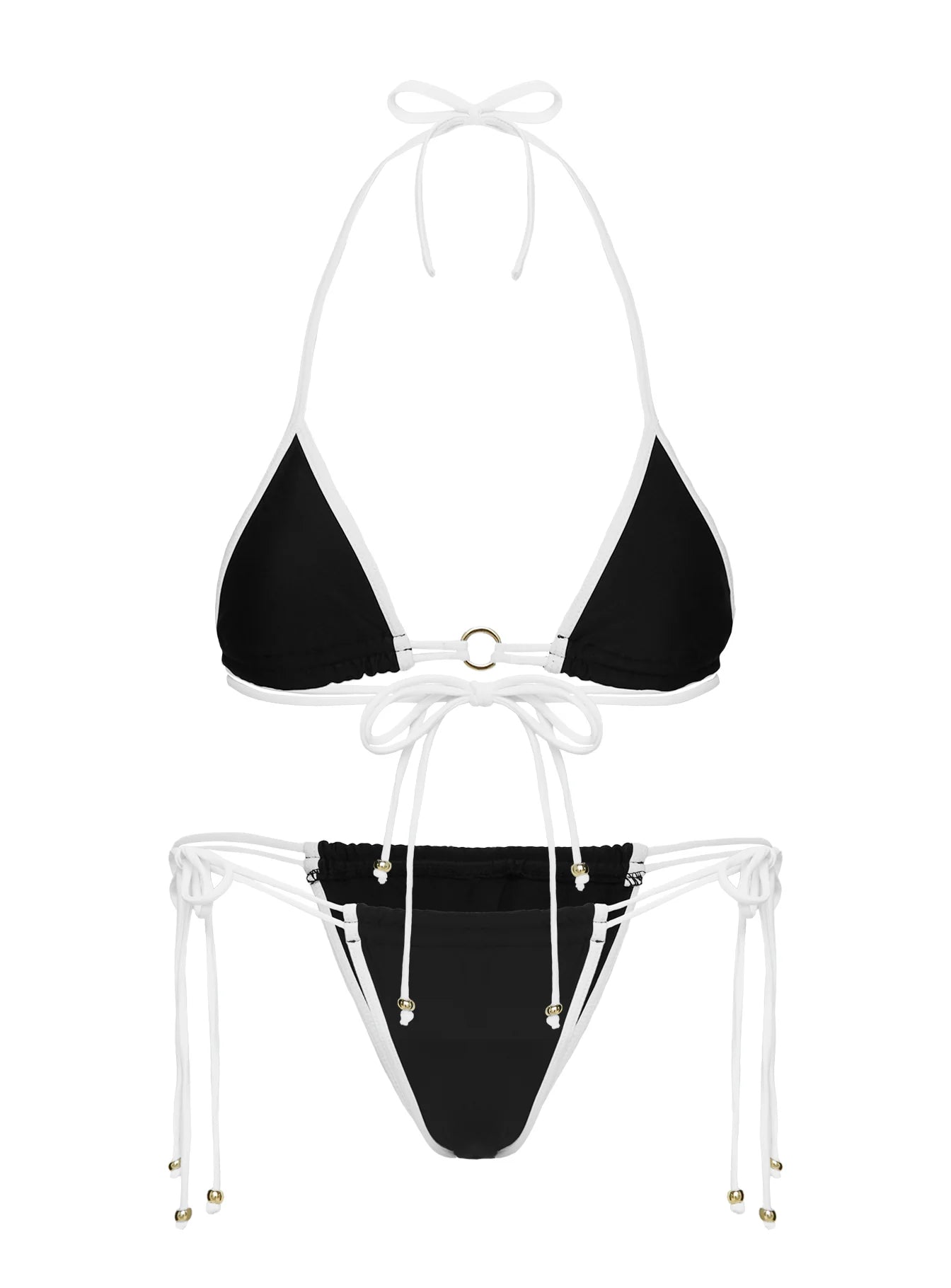 Nayeli Triangle Bikini Top Black White