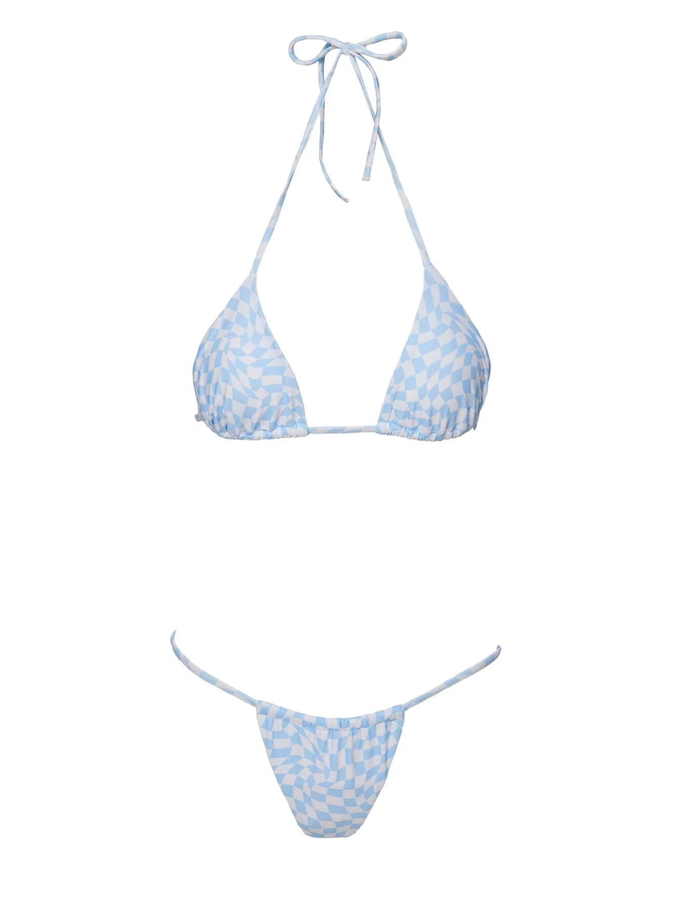 Jenner Triangle Bikini Top Blue White