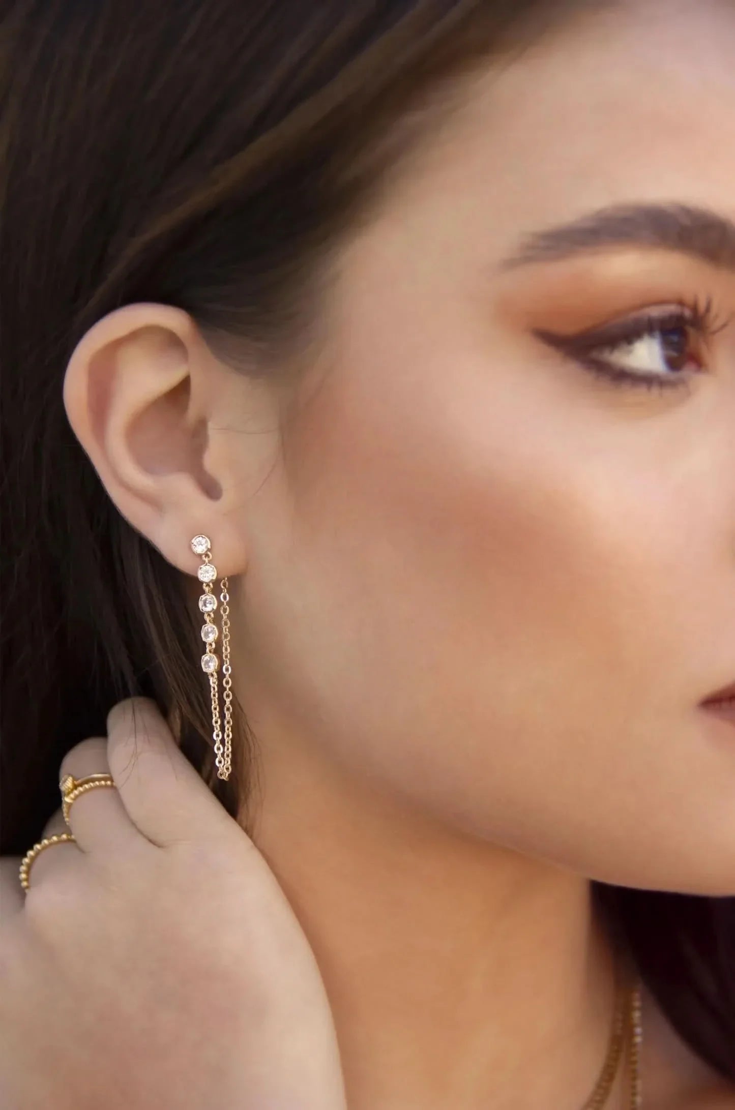 Ettika Crystal Chain Danglers Earrings