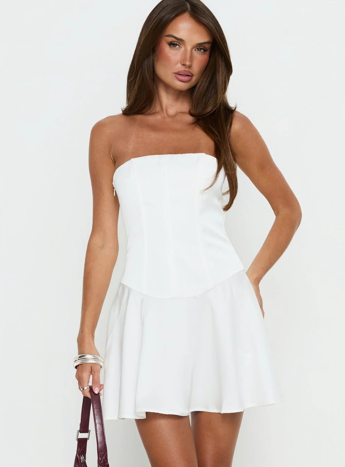 Natalisa Strapless Corset Mini Dress White