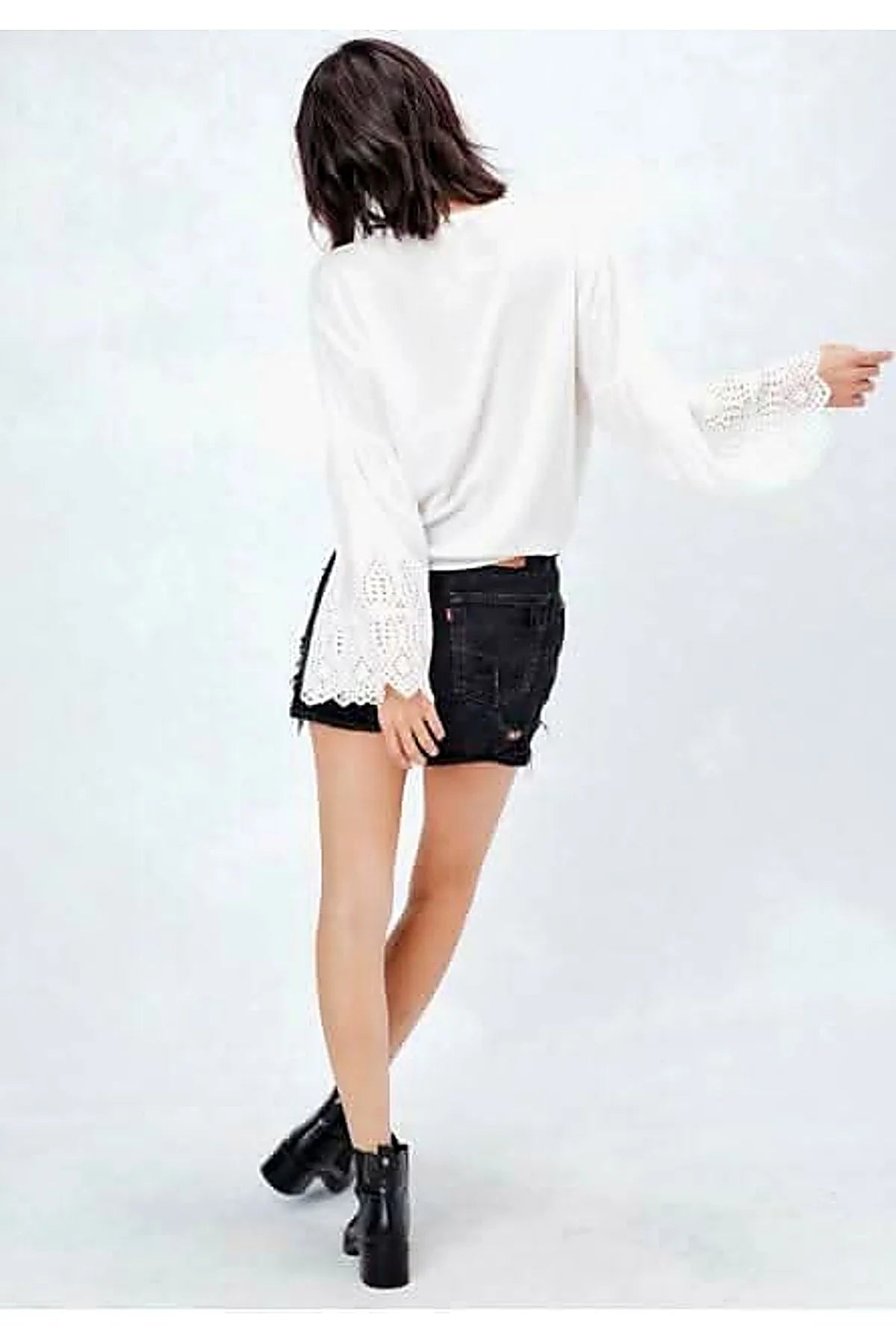 My Reflection White Eyelet Front Tie Top