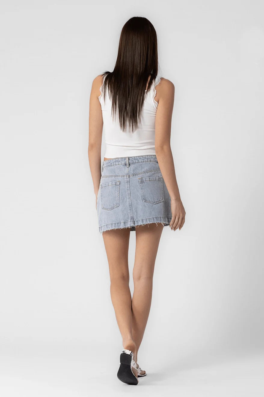 Nevada Medium Wash Denim Mini Skirt