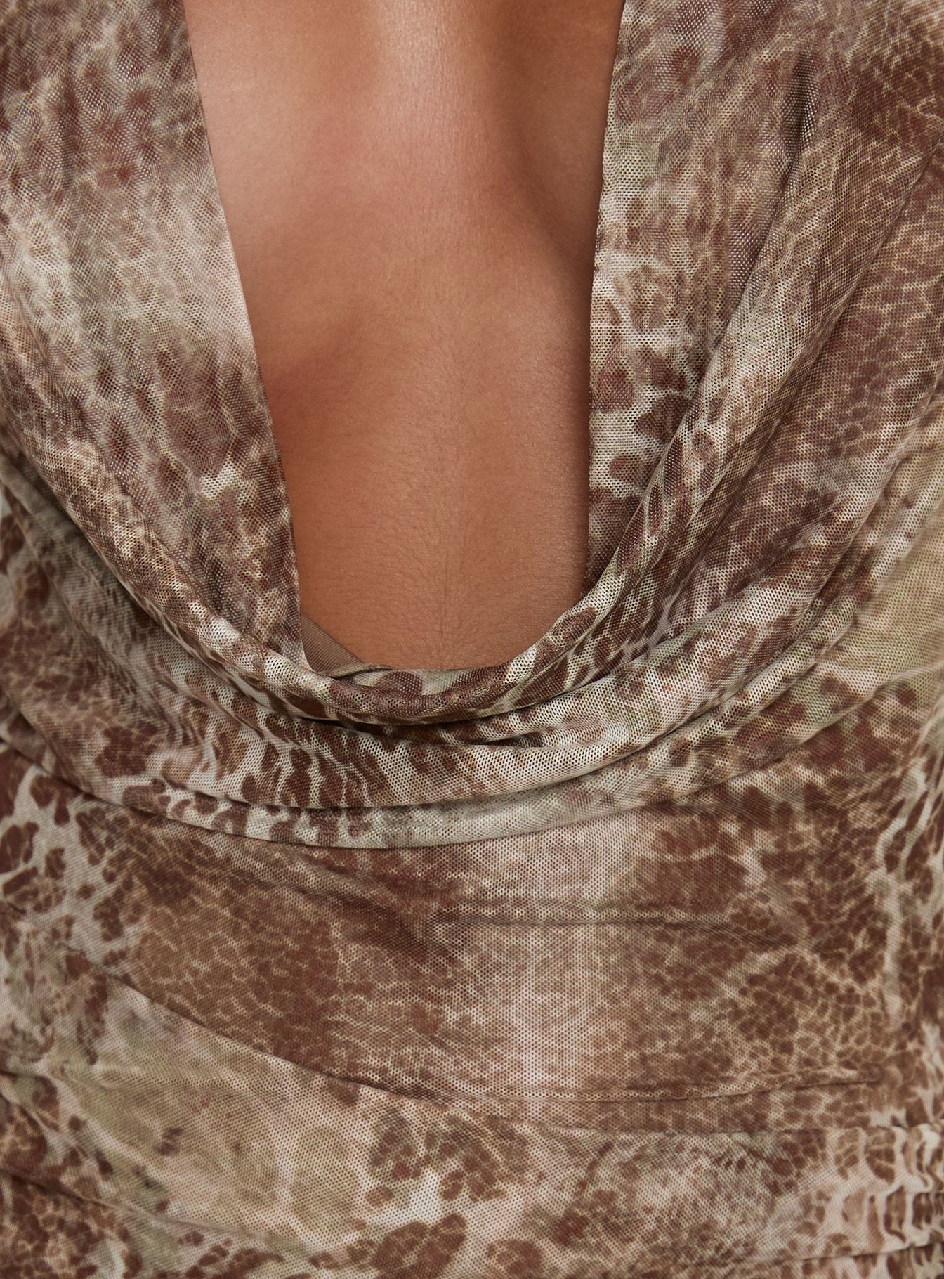 Kosa Halter Cowl Neck Mini Dress Animal