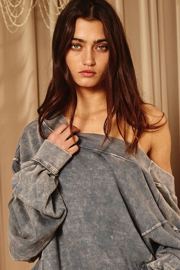 Ellie Charcoal Twist Front Sweatshirt