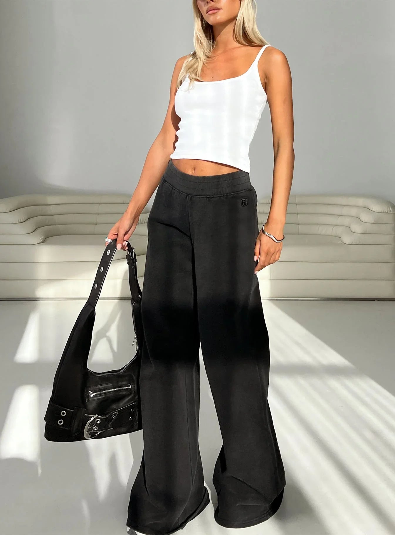 Summits Flared Track Pants Washed Black