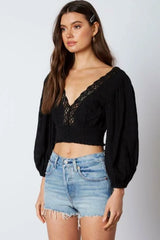 Lola Black Lace Crop Top