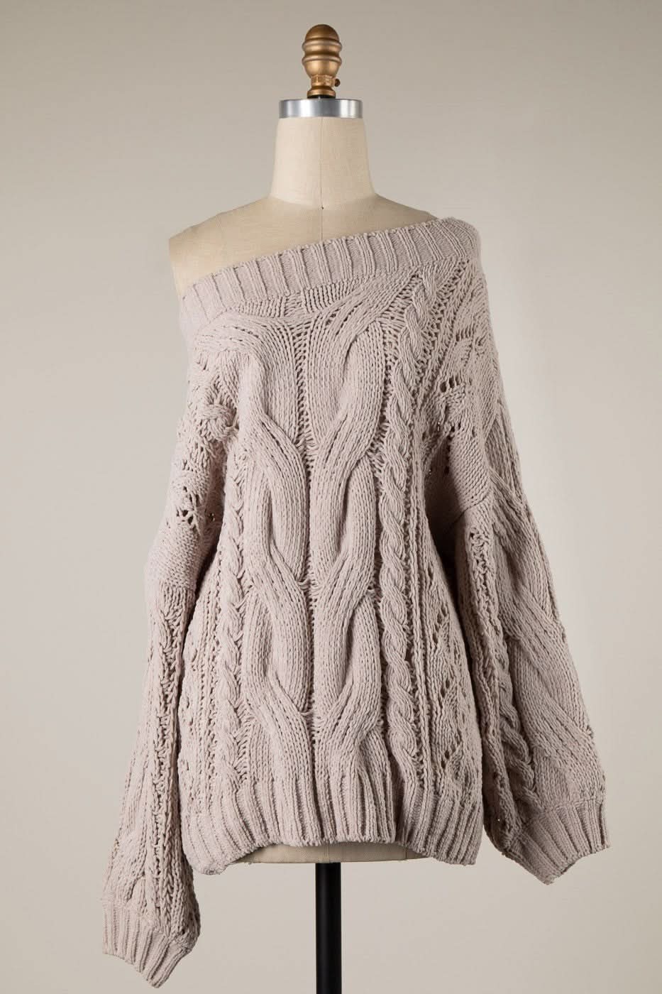 Rylie Nude Cable Knit Tunic Sweater