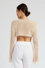 Gracie Ivory Crochet Cropped Sweater