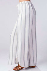 Amelia White Striped Drawstring Pants