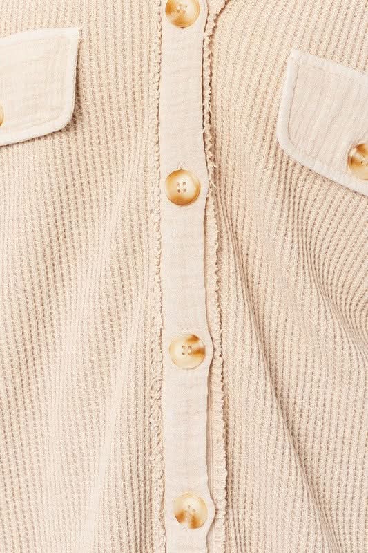 Brooke Taupe Waffle Knit Shacket