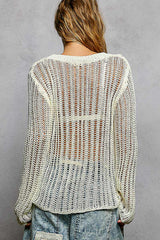 Sola White Sheer Crochet Sweater