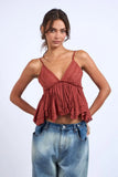 Lexi Cinnamon Ruffle Babydoll Cami Top