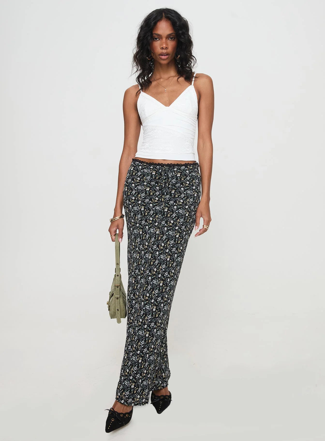 Emily Maxi Skirt Blue Black Floral