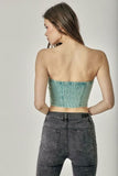 Avery Washed Green Ribbed Tube Top