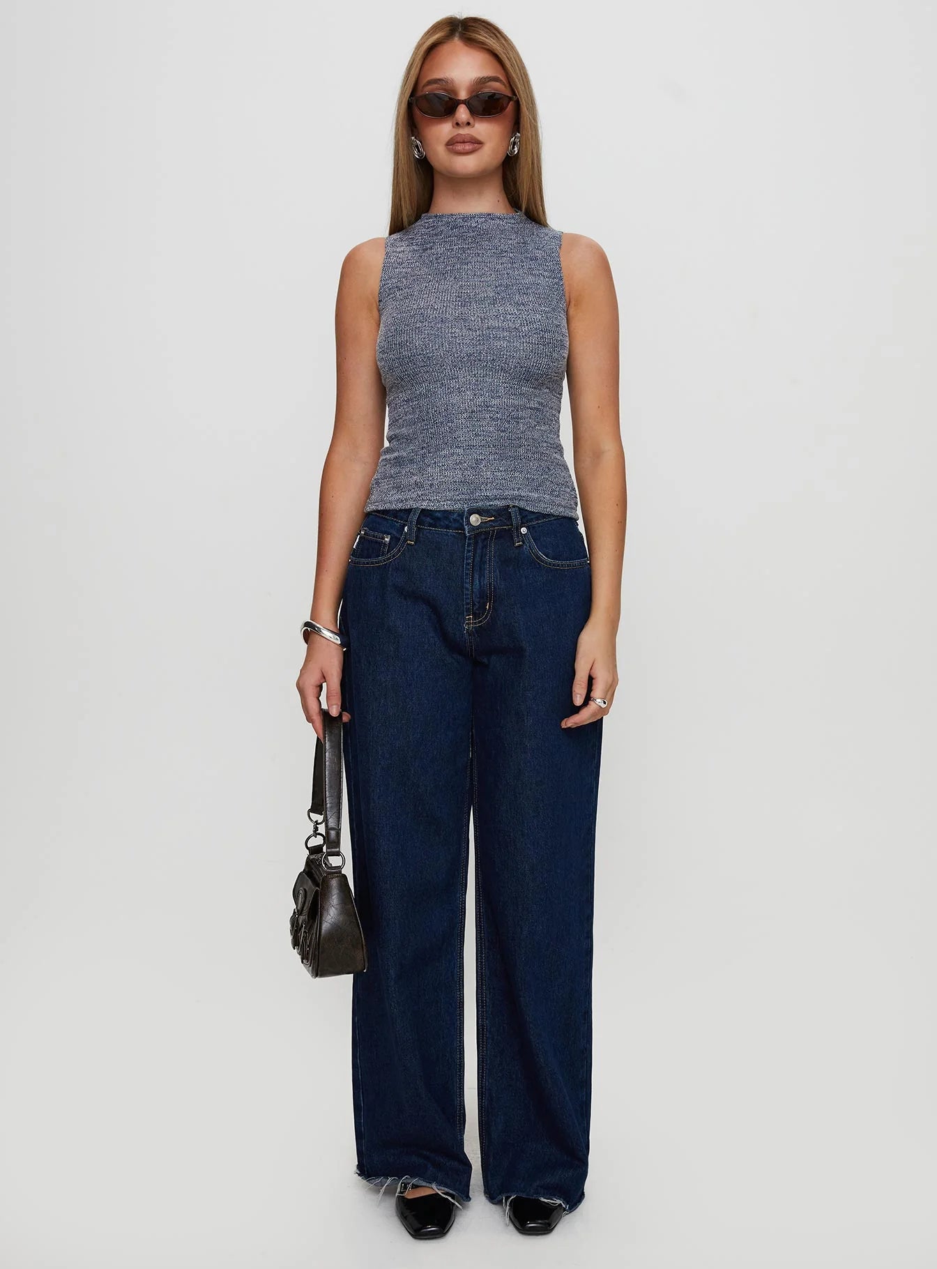 Get It Together High Neck Top Blue Marle