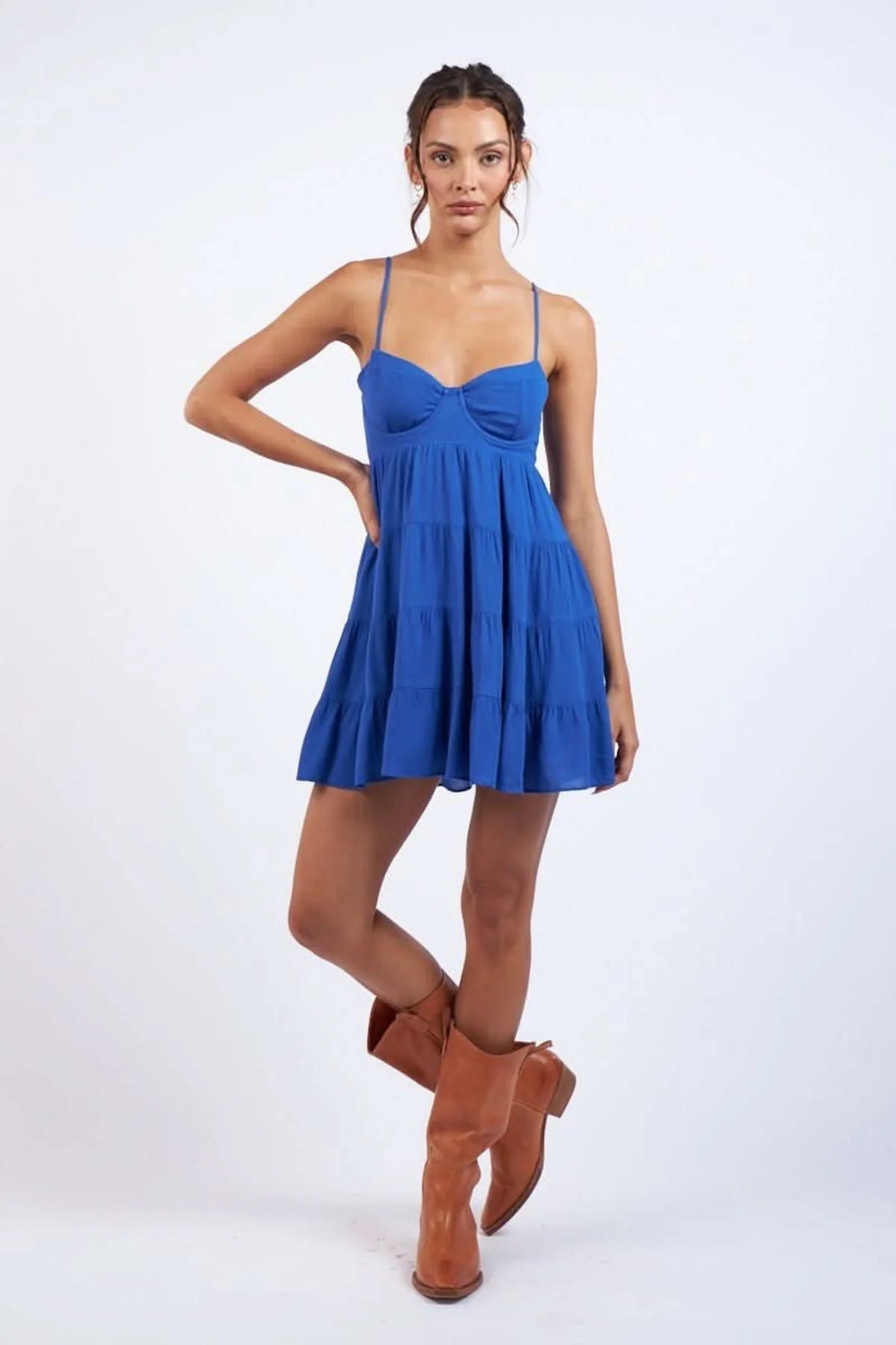 Allie Persian Blue Babydoll Mini Dress