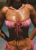 Tropical Vibes Bandeau Bikini Top Pink Stripe