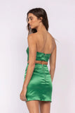 Youre The One Green Satin Strapless Bodycon Mini Dress