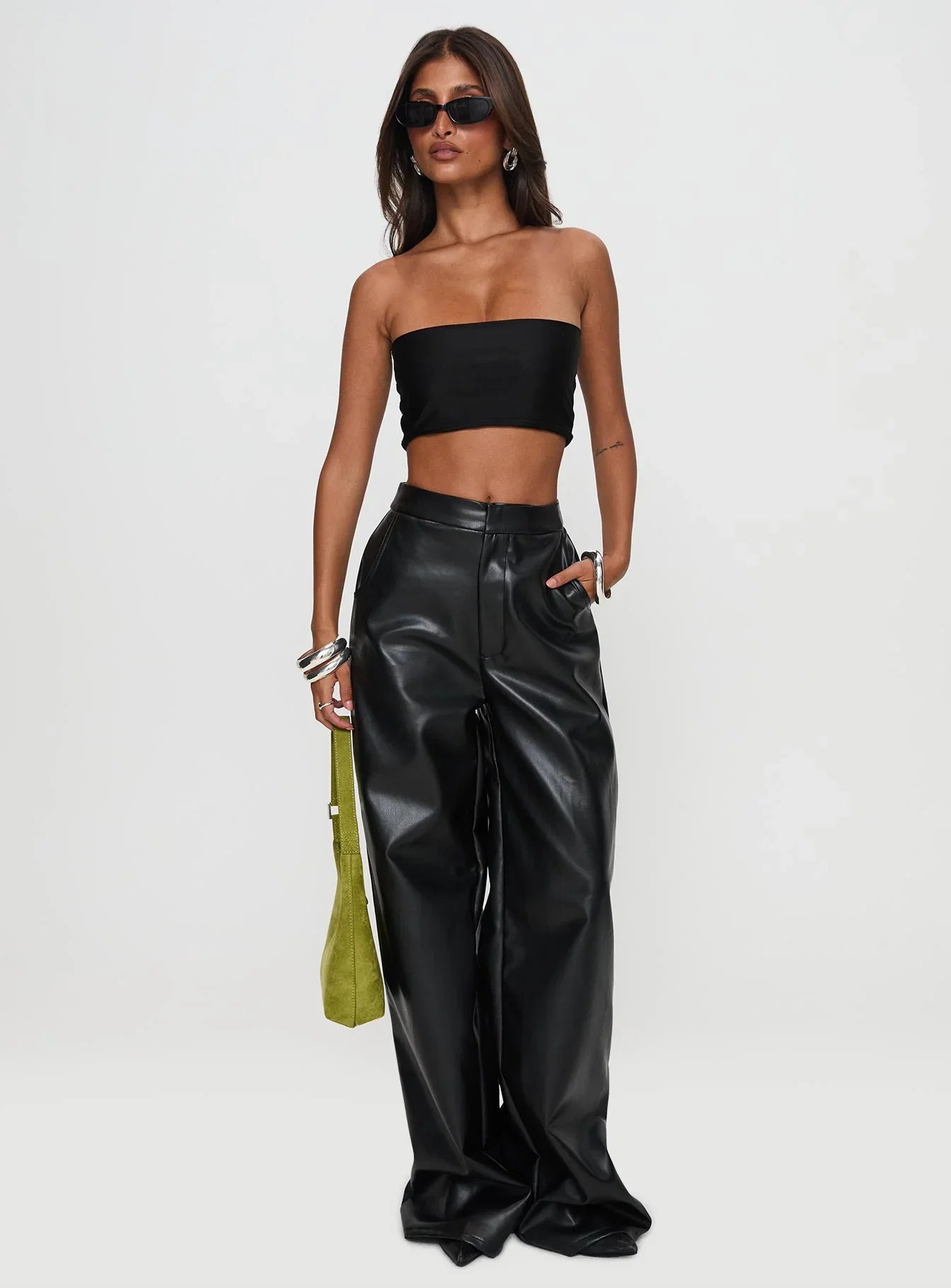 Tempted Faux Leather Pant Black