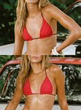 Jenner Reversible Triangle Bikini Top Red Polka
