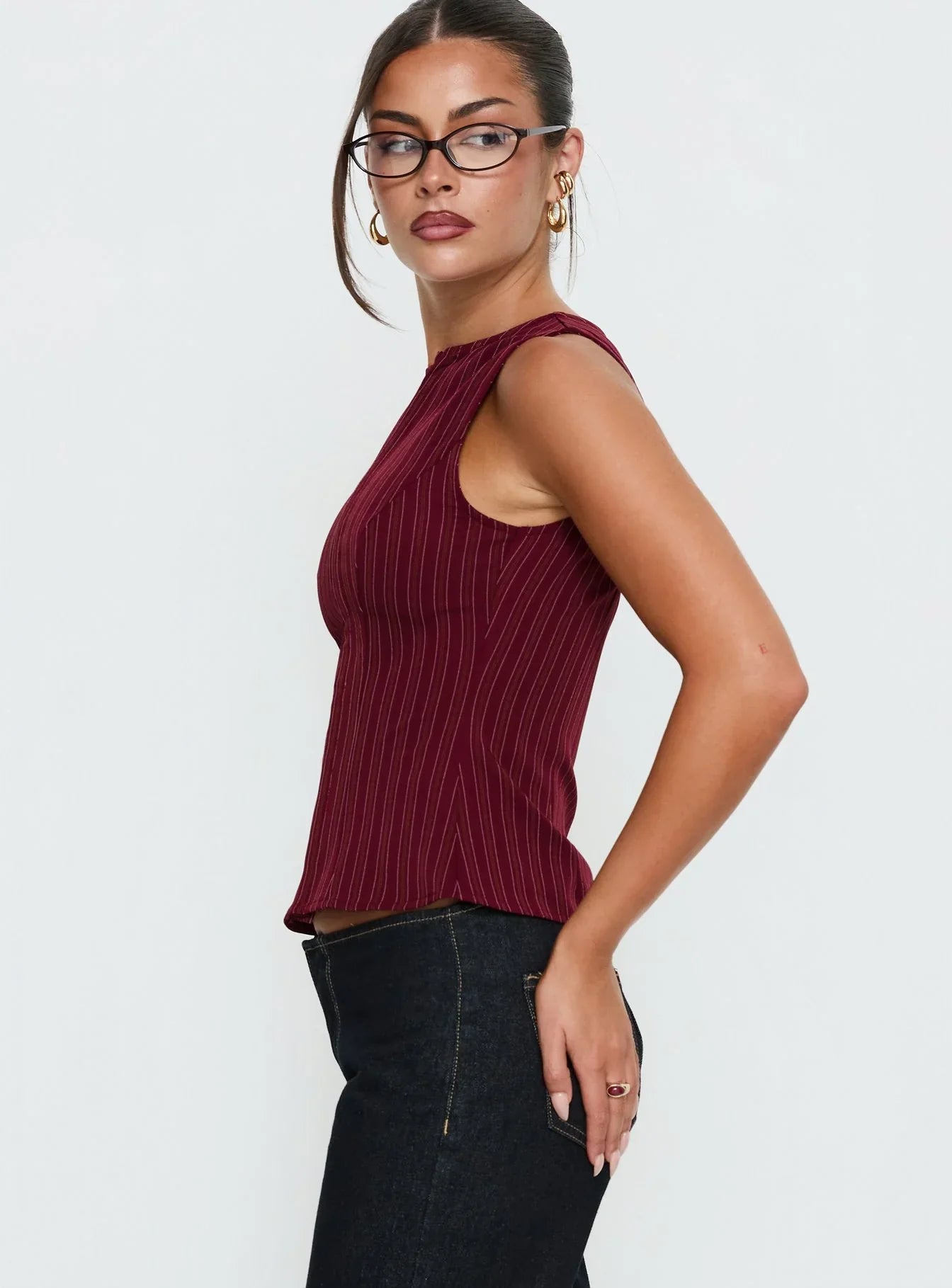 Running Wild Top Burgundy Stripe