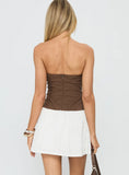 Sicialia Strapless Mini Dress Brown White