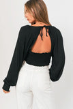 Sasha Black Long Sleeve Crop Top