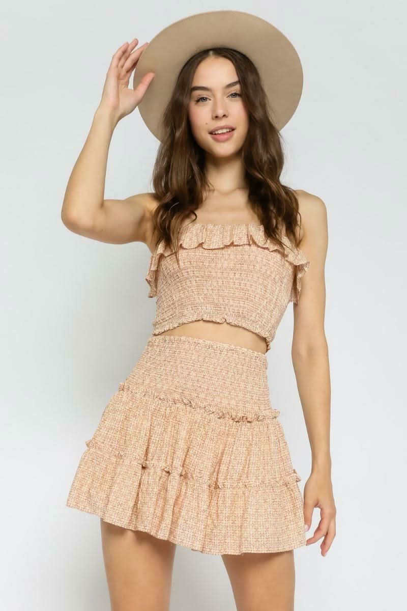 Take Me With You Khaki and Pink Print Two Piece Dress