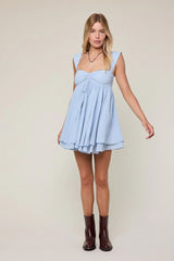 Layla Light Blue Babydoll Mini Dress