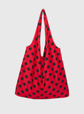 Worth My Time Oversized Tote Bag Red Black Polka