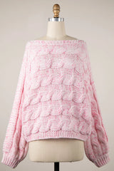 Willow Light Pink Oversized Cable Knit Sweater