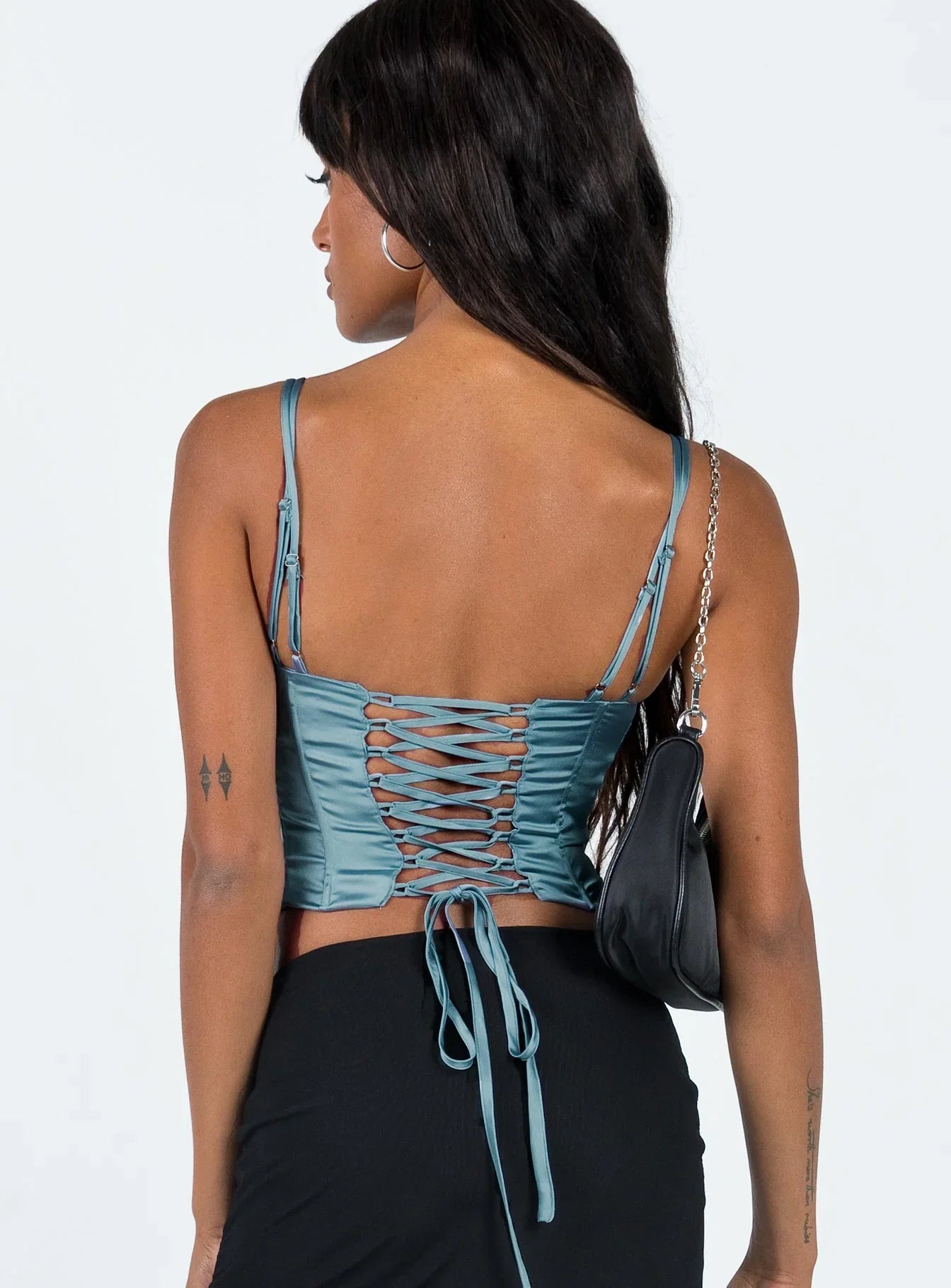 Zora Satin Corset Top Blue