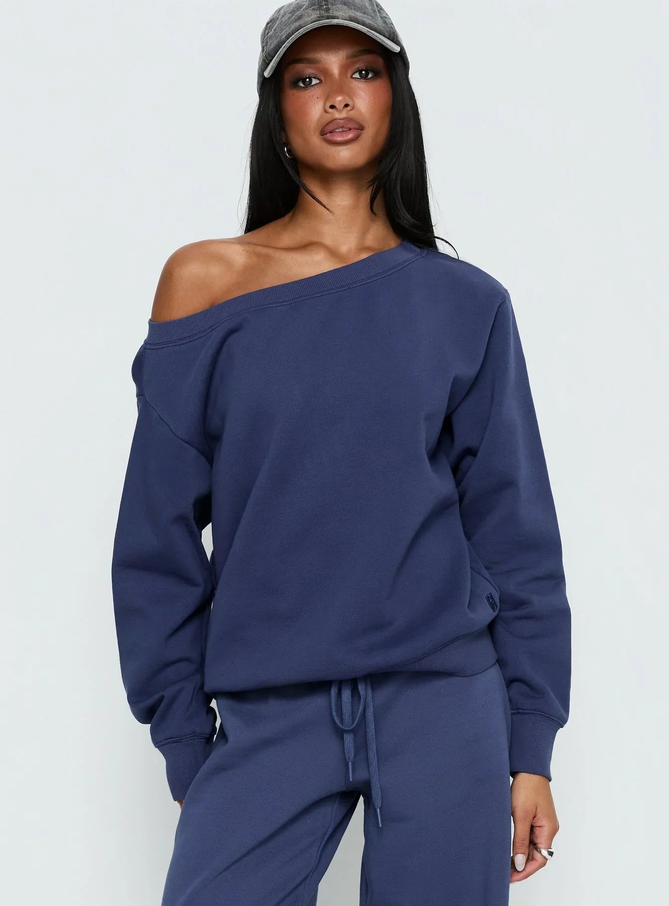 Wellness Off the Shoulder Jumper Navy