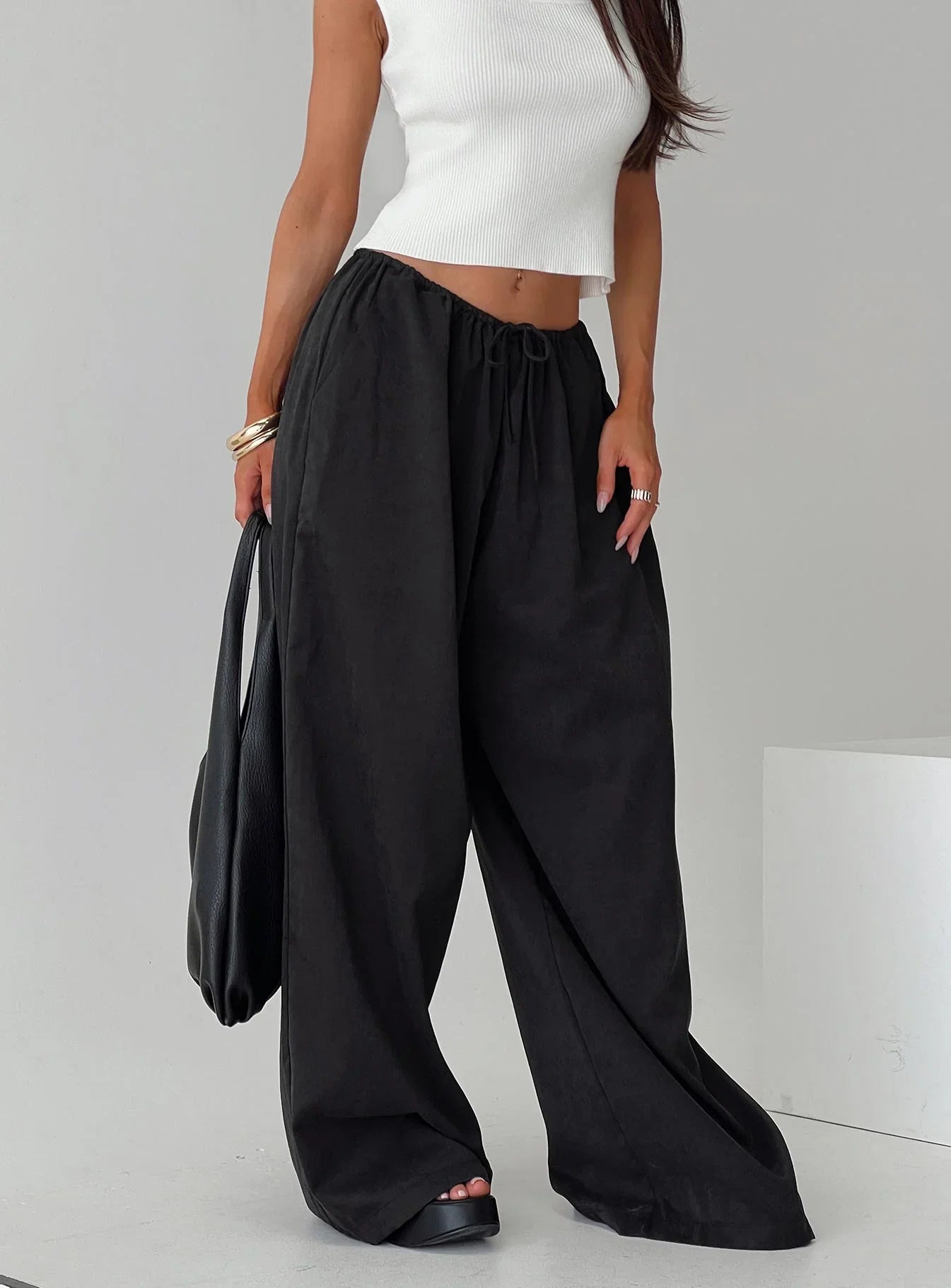 Bungala Oversized Relaxed Pants Black Petite