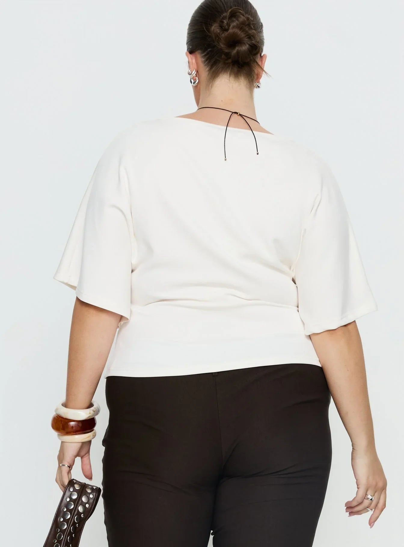 Arazia Cinched Short Sleeve Top White Curve