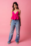Freya Fuchsia Eyelet Babydoll Top