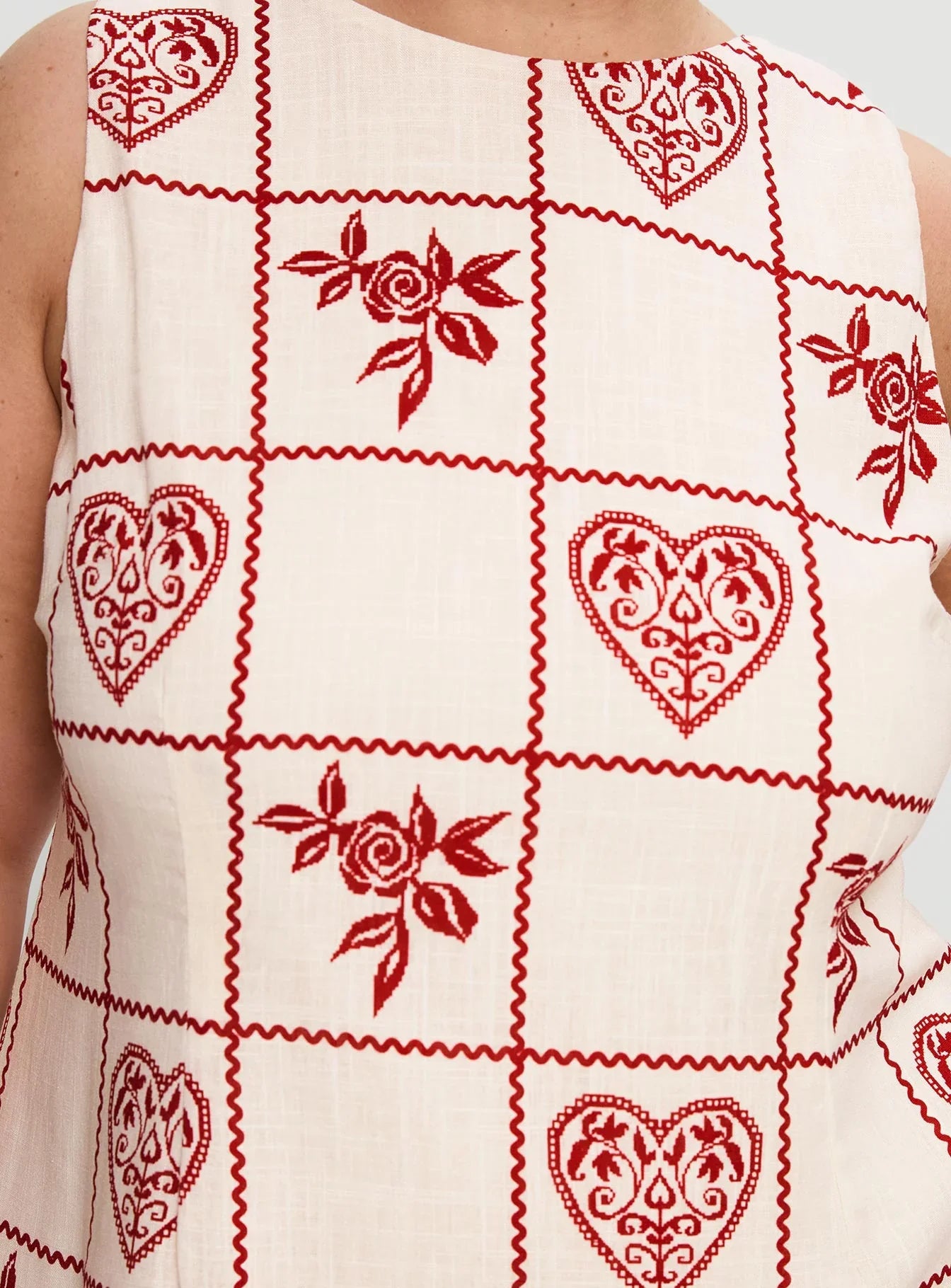 Alfalfa Shift Mini Dress Red Floral Check Curve