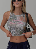 Couldnt Care Less Graphic Top Leafy Camo