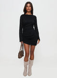 Que Sera Long Sleeve Mini Dress Black